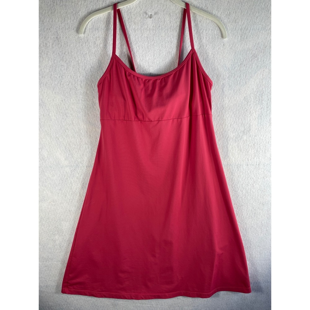 Athleta Pink Tank Dress Built-in Bra Adjustable Tie Back Size Medium